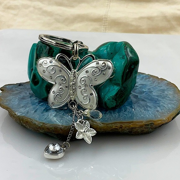 Things Remembered Accessories - Things Remembered Silver Butterfly Key Ring With 4 Charms